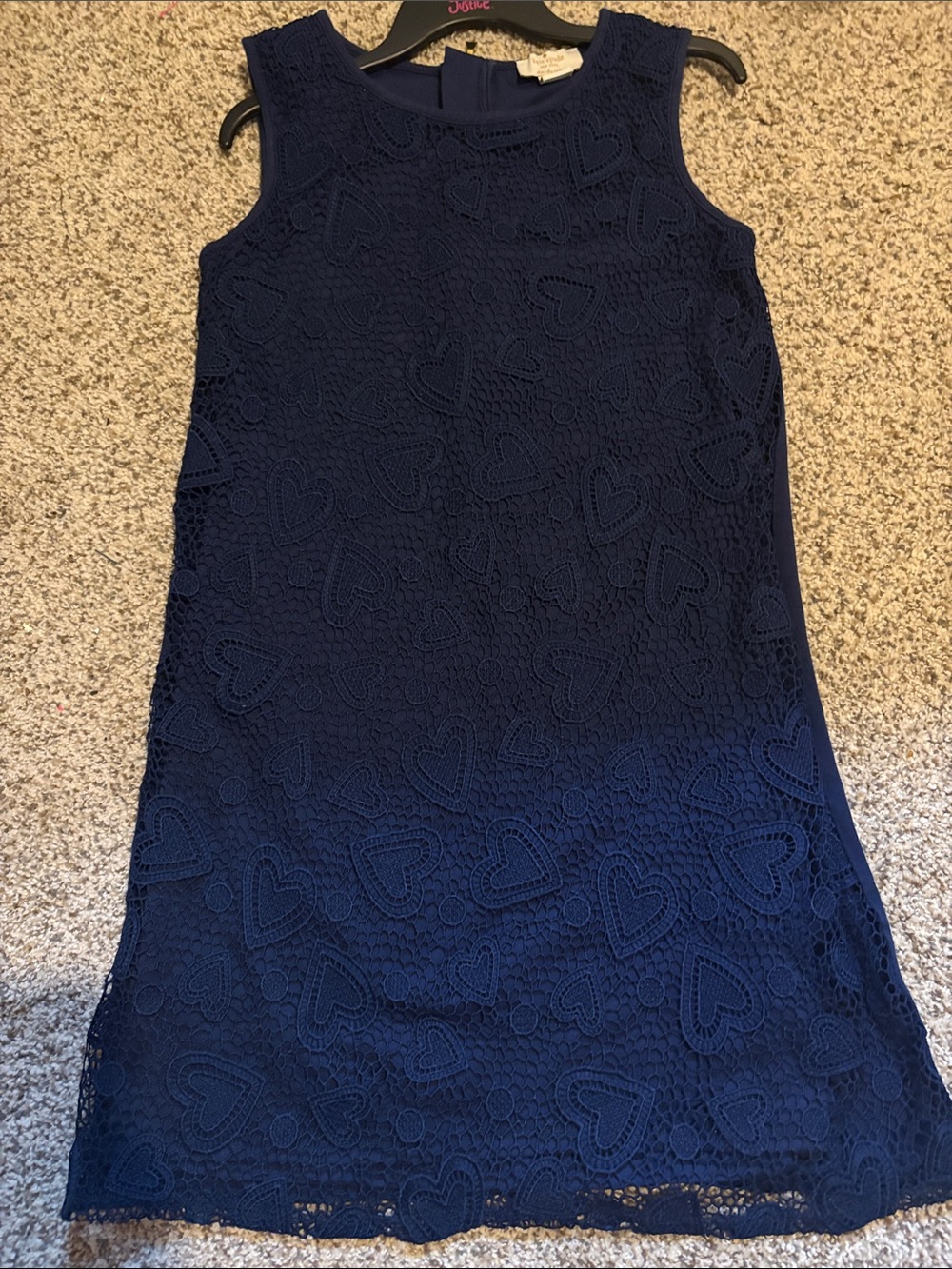 kate spade girls Navy Heart Lace Shift Dress w/ back zipper - EUC, size 12